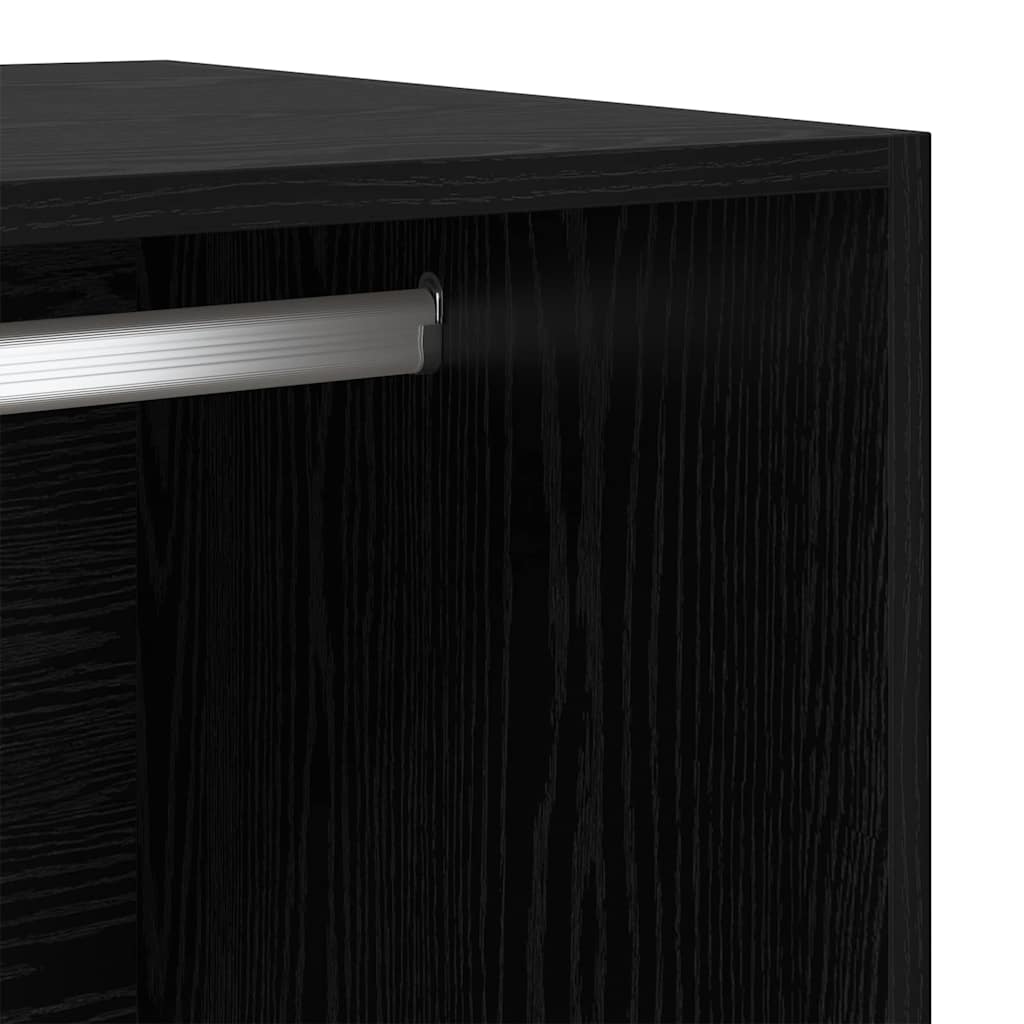 Kleiderschrank Offen mit 2 Schubladen aus Holzwerkstoff Schwarz Eiche 80 x 50 x 200 cm