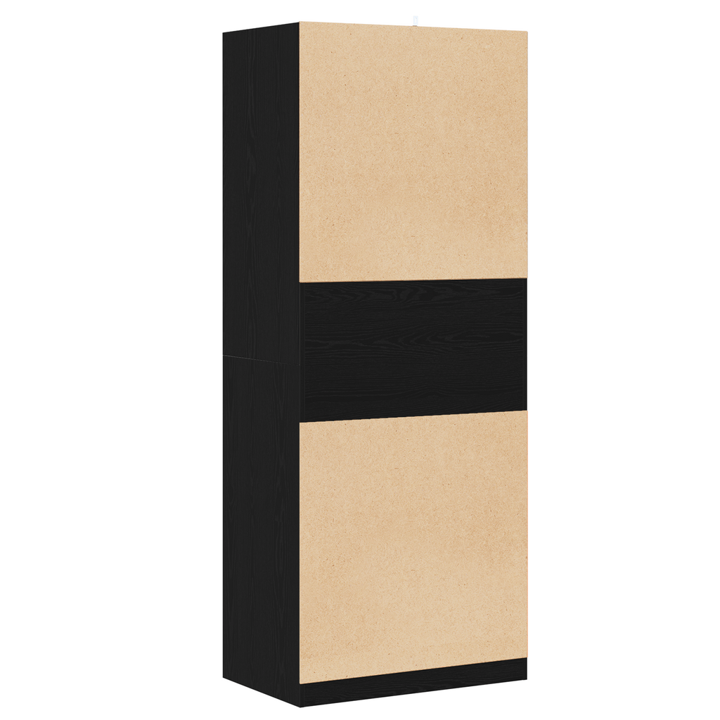 Kleiderschrank Offen mit 3 Regalen aus Holzwerkstoff Schwarz Eiche 80 x 50 x 200 cm