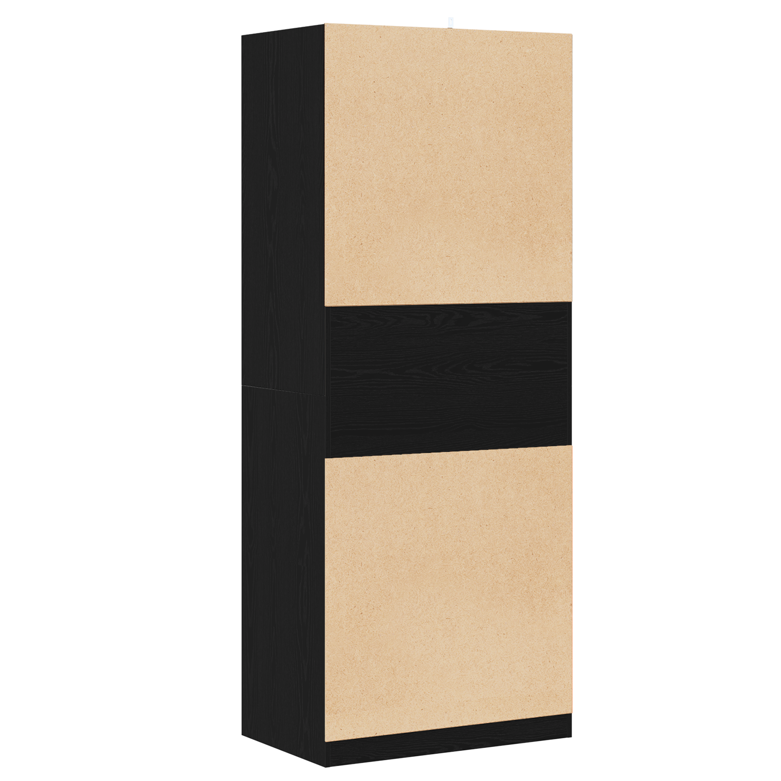 Kleiderschrank Offen mit 3 Regalen aus Holzwerkstoff Schwarz Eiche 80 x 50 x 200 cm