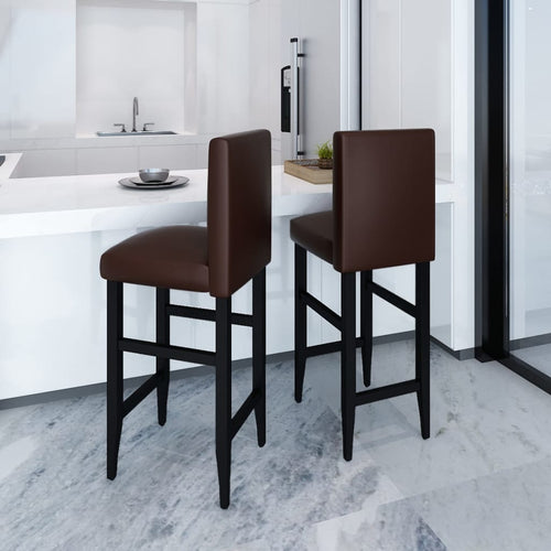 Barhocker 2 Stk. Dunkel Kunstleder