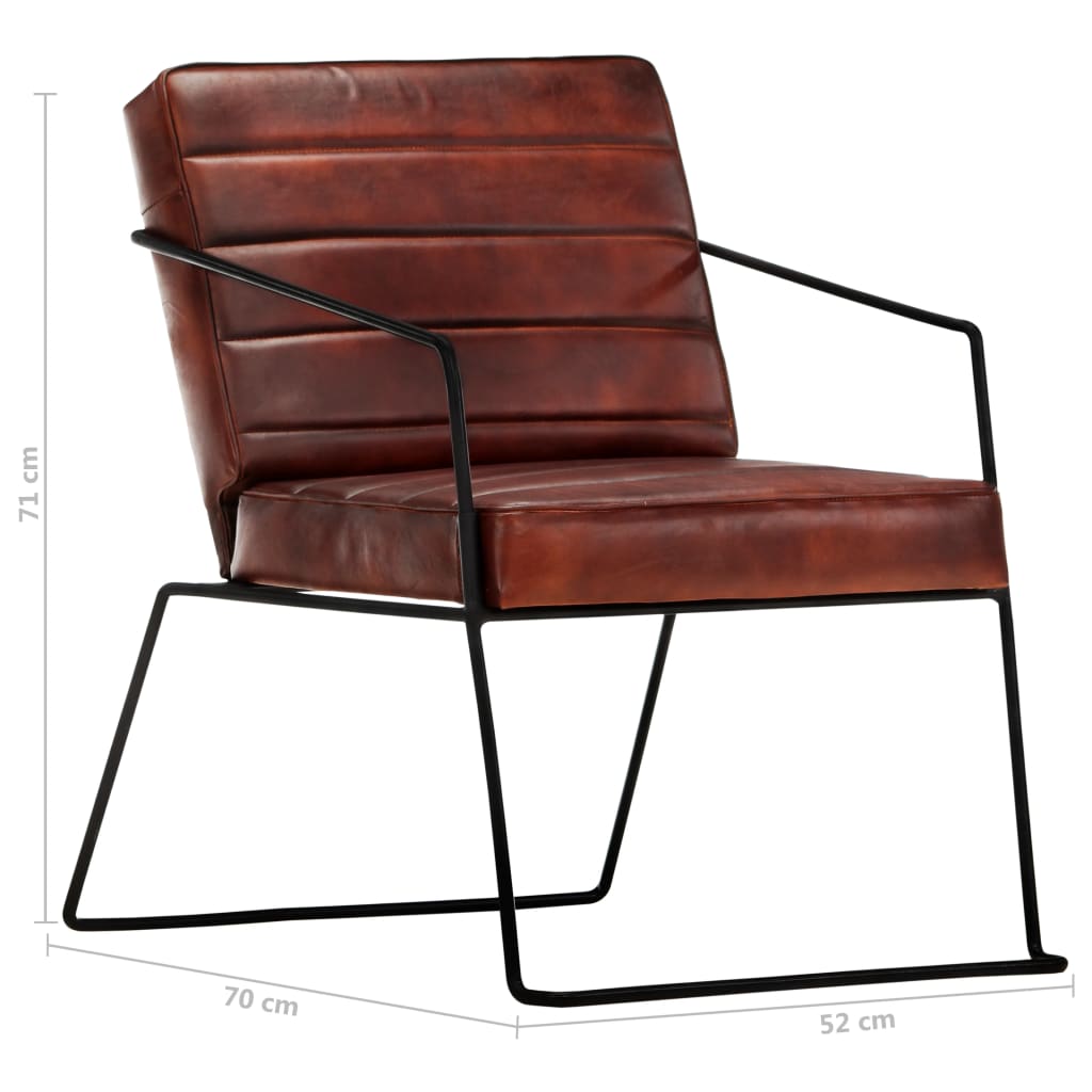 Echtleder Sessel mit Armlehnen Industrial Dunkelbraun 52 x 70 x 71 cm