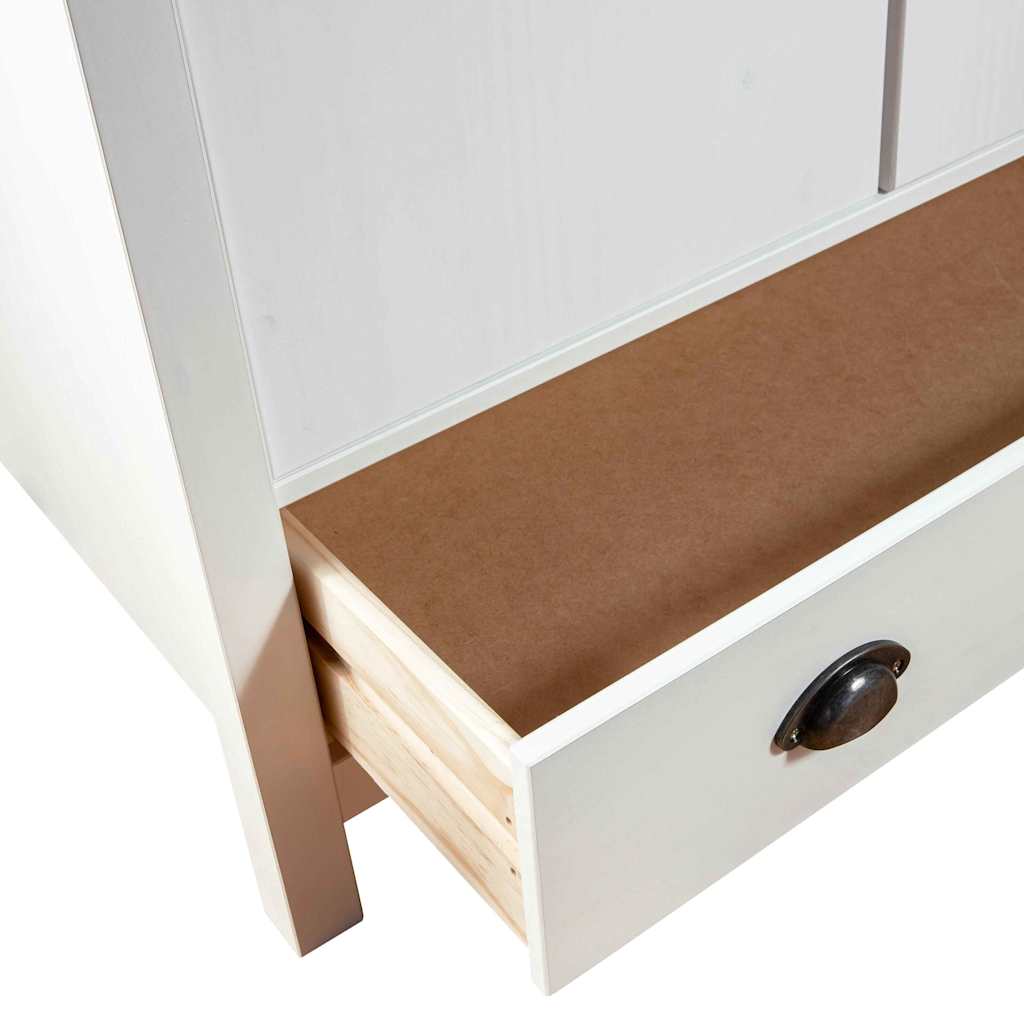 Kleiderschrank 2 Türen mit Schublade Kiefernholz Massiv Weiß 89 x 50 x 170 cm