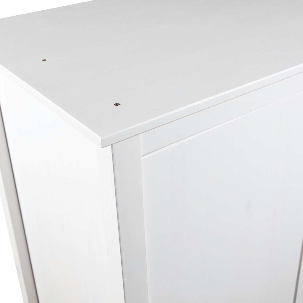 Kleiderschrank 2 Türen mit Schublade Kiefernholz Massiv Weiß 89 x 50 x 170 cm