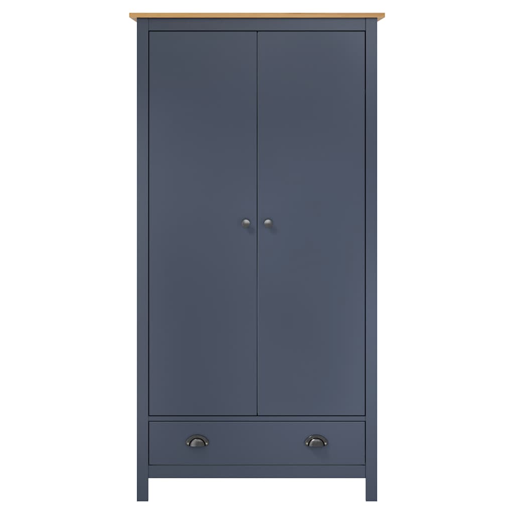 Kleiderschrank 2 Türen mit Schublade Kiefernholz Massiv Dunkelgrau 89 x 50 x 170 cm