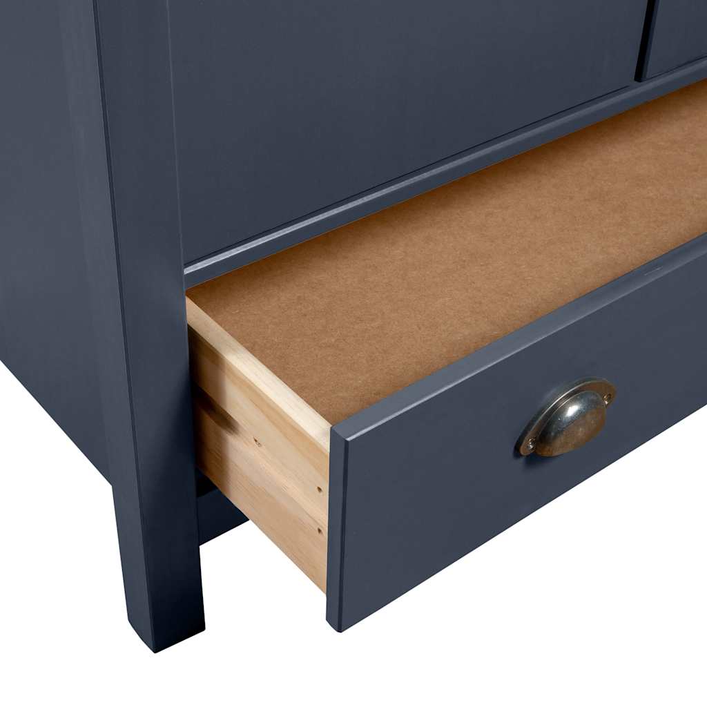 Kleiderschrank 2 Türen mit Schublade Kiefernholz Massiv Dunkelgrau 89 x 50 x 170 cm