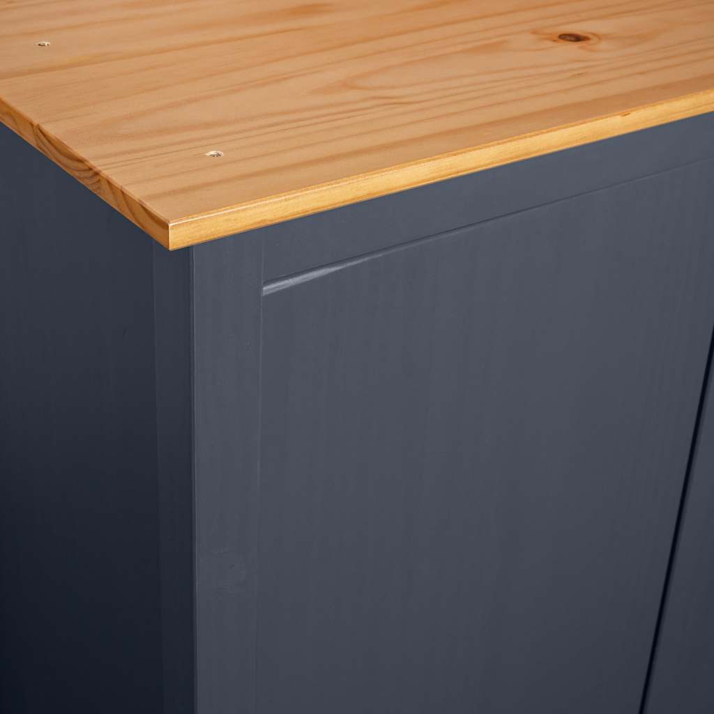 Kleiderschrank 2 Türen mit Schublade Kiefernholz Massiv Dunkelgrau 89 x 50 x 170 cm