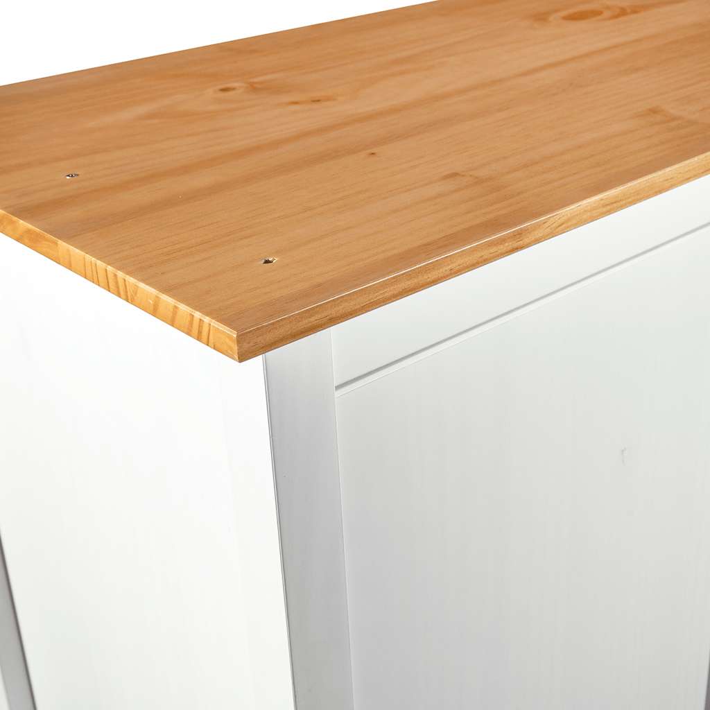 Kleiderschrank 2 Türen mit Schublade Kiefernholz Massiv Weiß und Braun 89 x 50 x 170 cm
