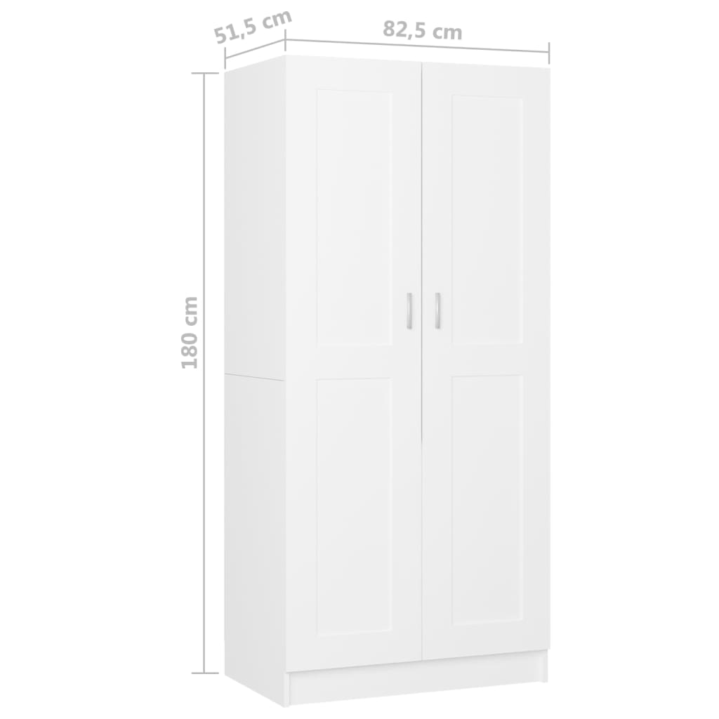 Drehtürenschrank aus Holzwerkstoff Weiß 82,5 x 51,5 x 180 cm