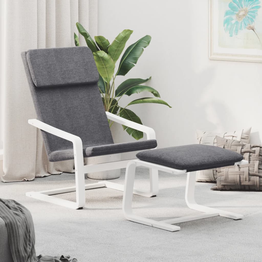Relaxsessel Mit Hocker Dunkelgrau Stoff
