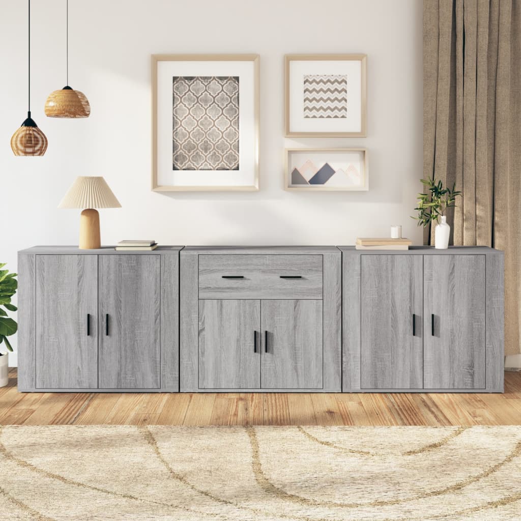 Sideboards 3 Stk. Sonoma-Eiche Holzwerkstoff