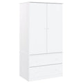 Kleiderschrank mit Schubladen aus Kiefernholz Massiv Weiß 90 x 55 x 170 cm