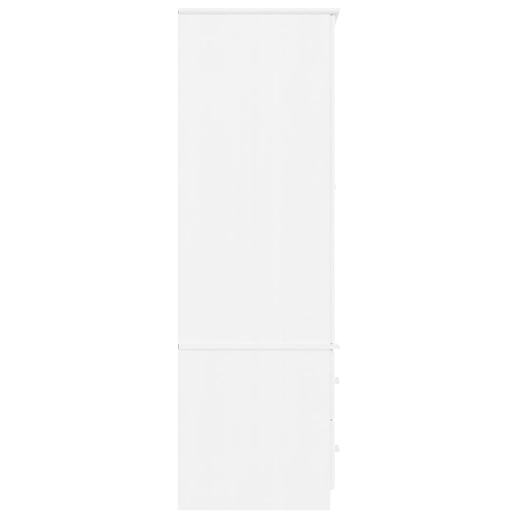 Kleiderschrank mit Schubladen aus Kiefernholz Massiv Weiß 90 x 55 x 170 cm