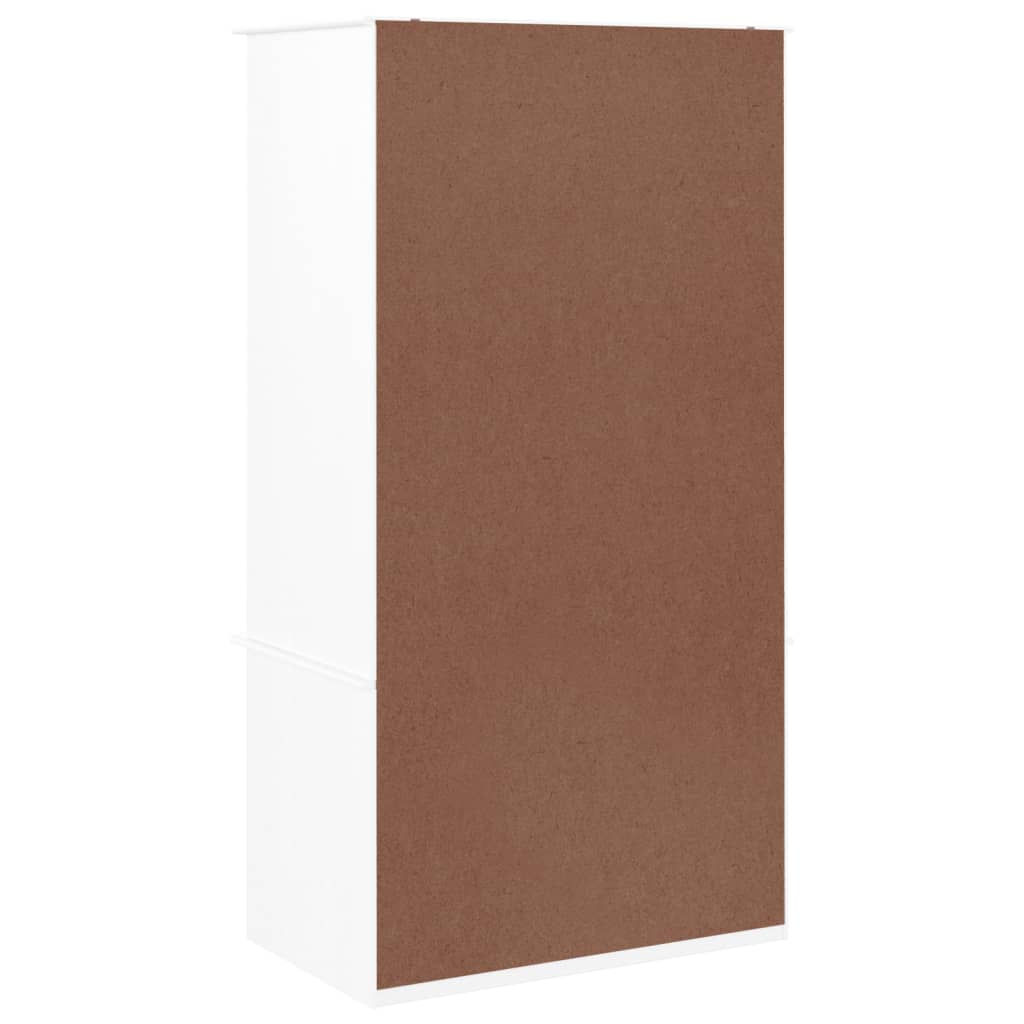 Kleiderschrank mit Schubladen aus Kiefernholz Massiv Weiß 90 x 55 x 170 cm