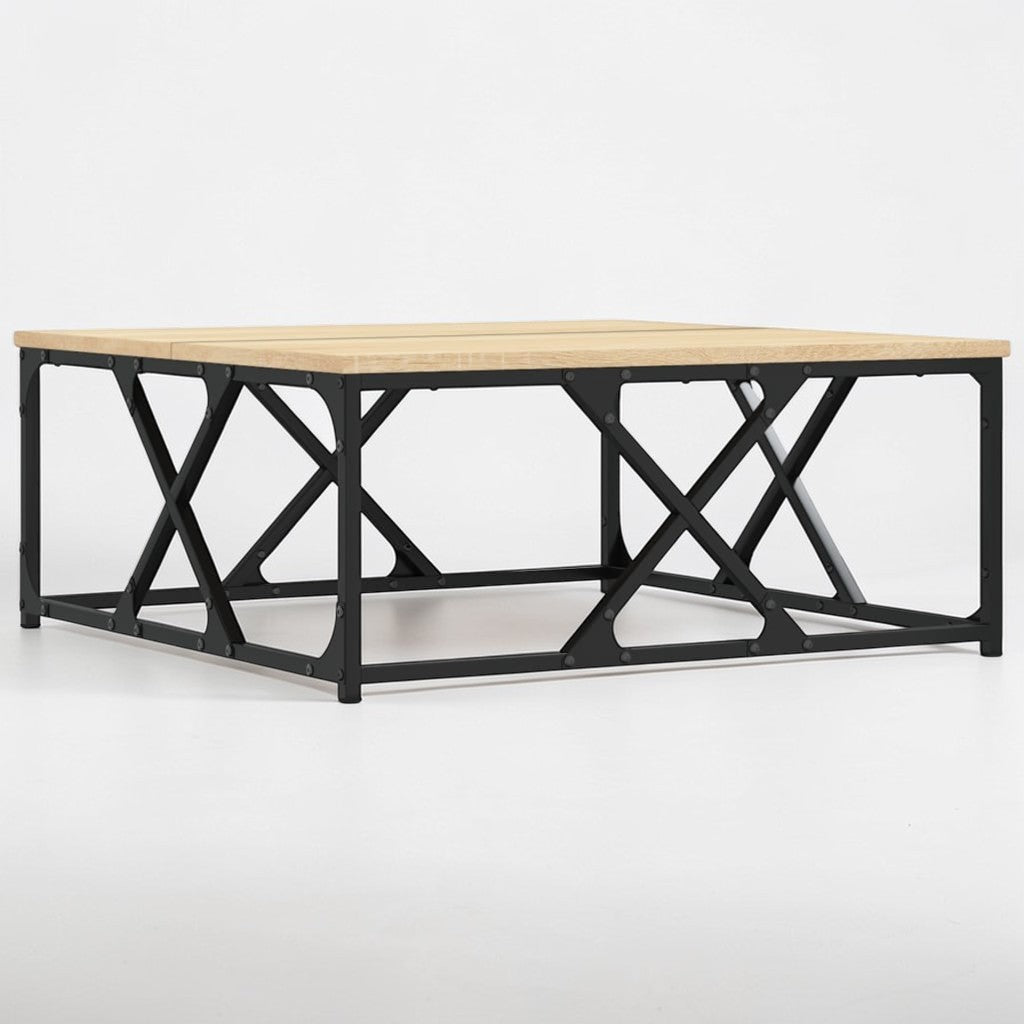 Moderner Wohnzimmertisch aus Holzwerkstoff mit Stahlbeinen - 70×70×30 cm, modernes Design in Sonoma Eiche
