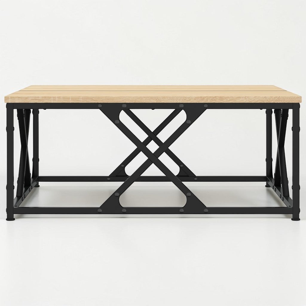 Moderner Wohnzimmertisch aus Holzwerkstoff mit Stahlbeinen - 70×70×30 cm, modernes Design in Sonoma Eiche