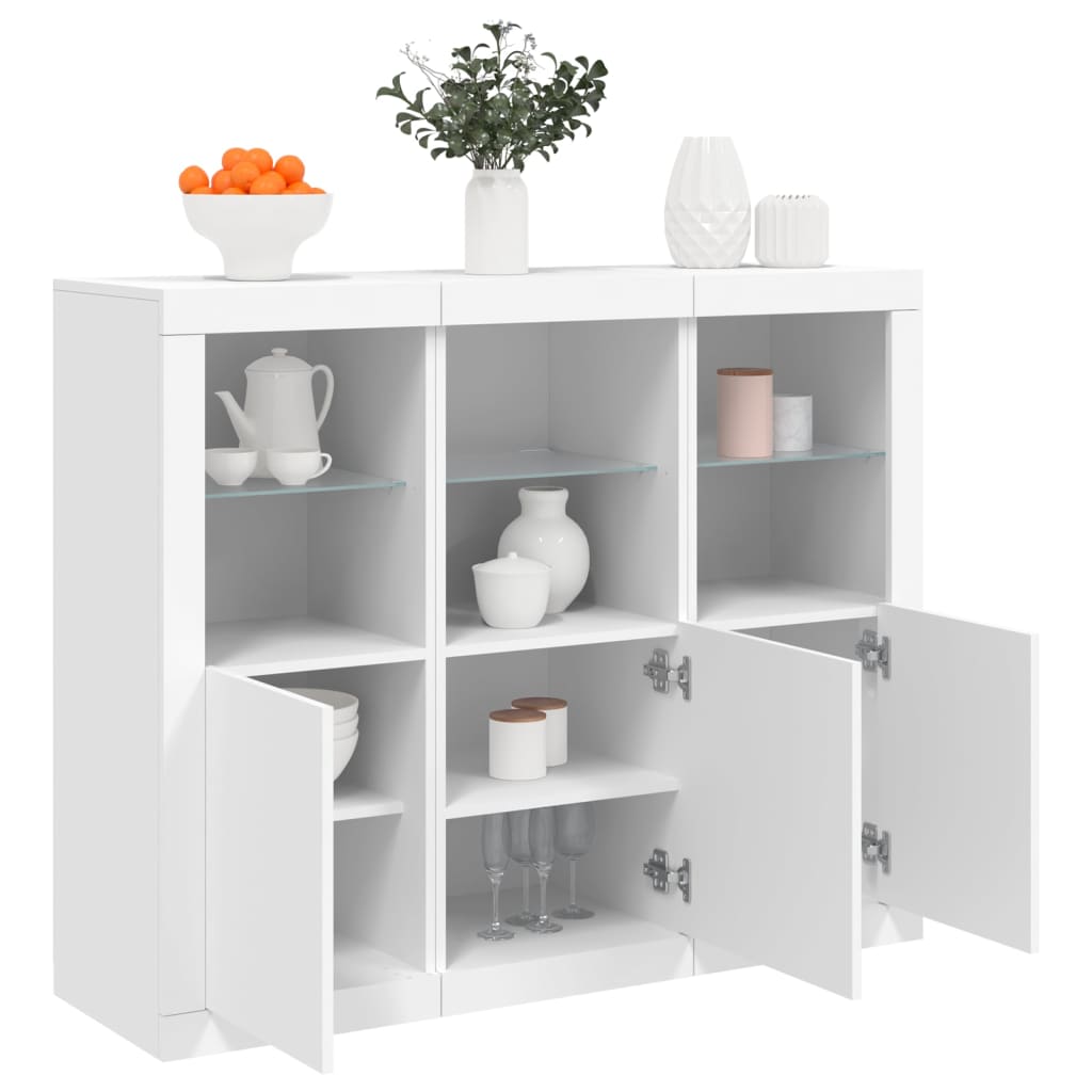 Sideboards Mit Led-Leuchten 3 Stk. Sonoma-Eiche Holzwerkstoff