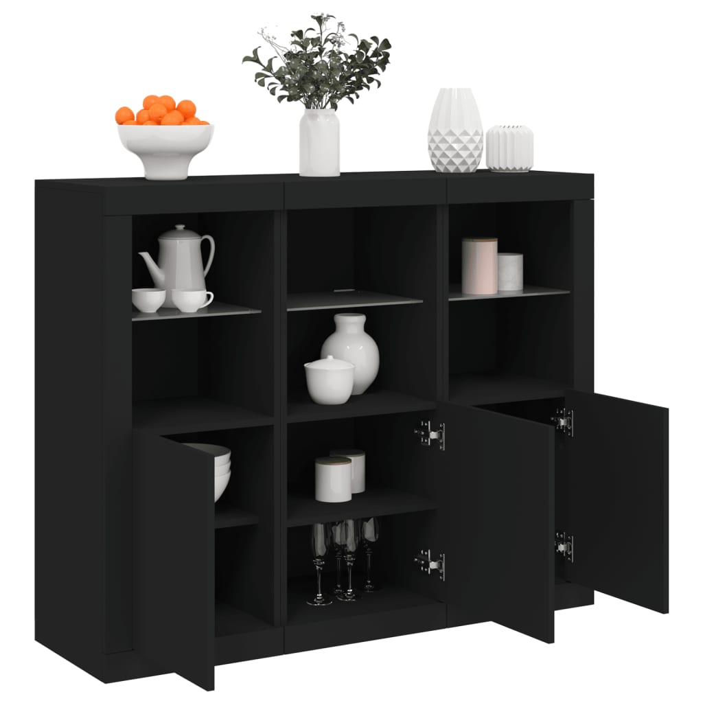 Sideboards Mit Led-Leuchten 3 Stk. Sonoma-Eiche Holzwerkstoff