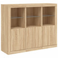 Sideboards Mit Led-Leuchten 3 Stk. Sonoma-Eiche Holzwerkstoff