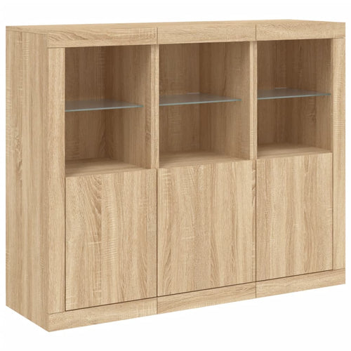 Sideboards Mit Led-Leuchten 3 Stk. Sonoma-Eiche Holzwerkstoff