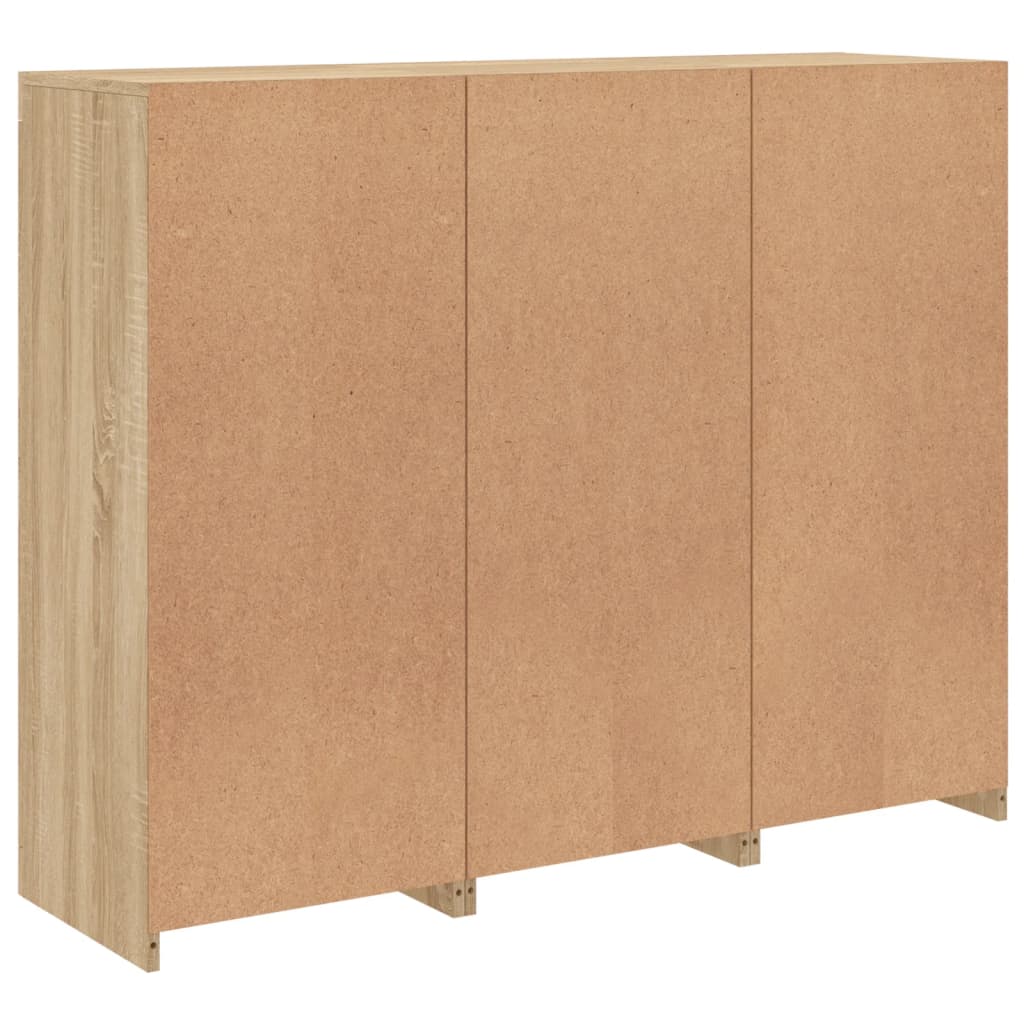 Sideboards Mit Led-Leuchten 3 Stk. Sonoma-Eiche Holzwerkstoff