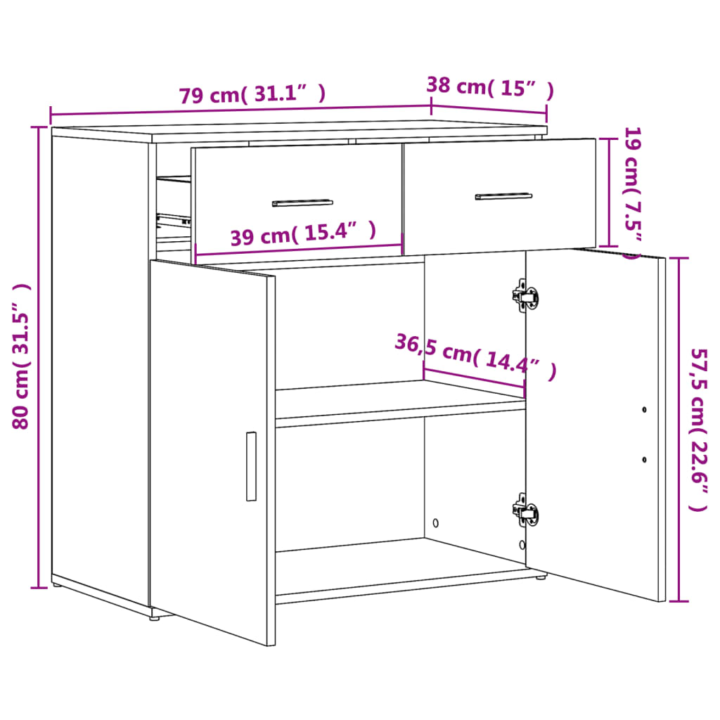 Sideboards 2 Stk. Sonoma-Eiche 79X38X80 Cm Holzwerkstoff