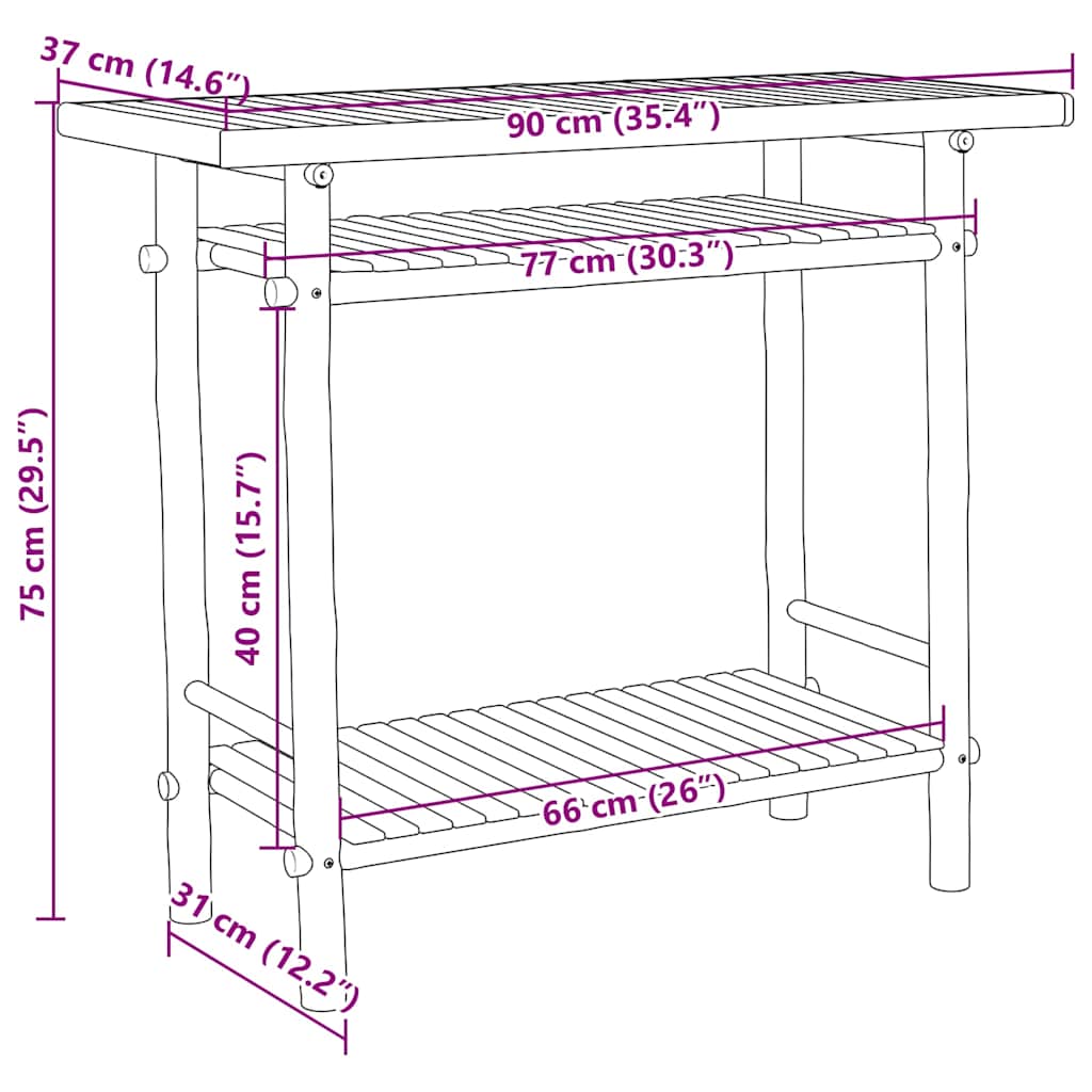 Konsolentisch 90X37X75 Cm Bambus