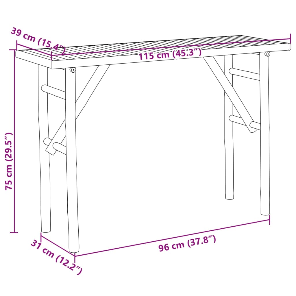 Konsolentisch 115X39X75 Cm Bambus