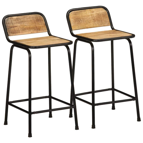 Barhocker 2 Stk. 46X35,5X80 Cm Raues Mango Massivholz