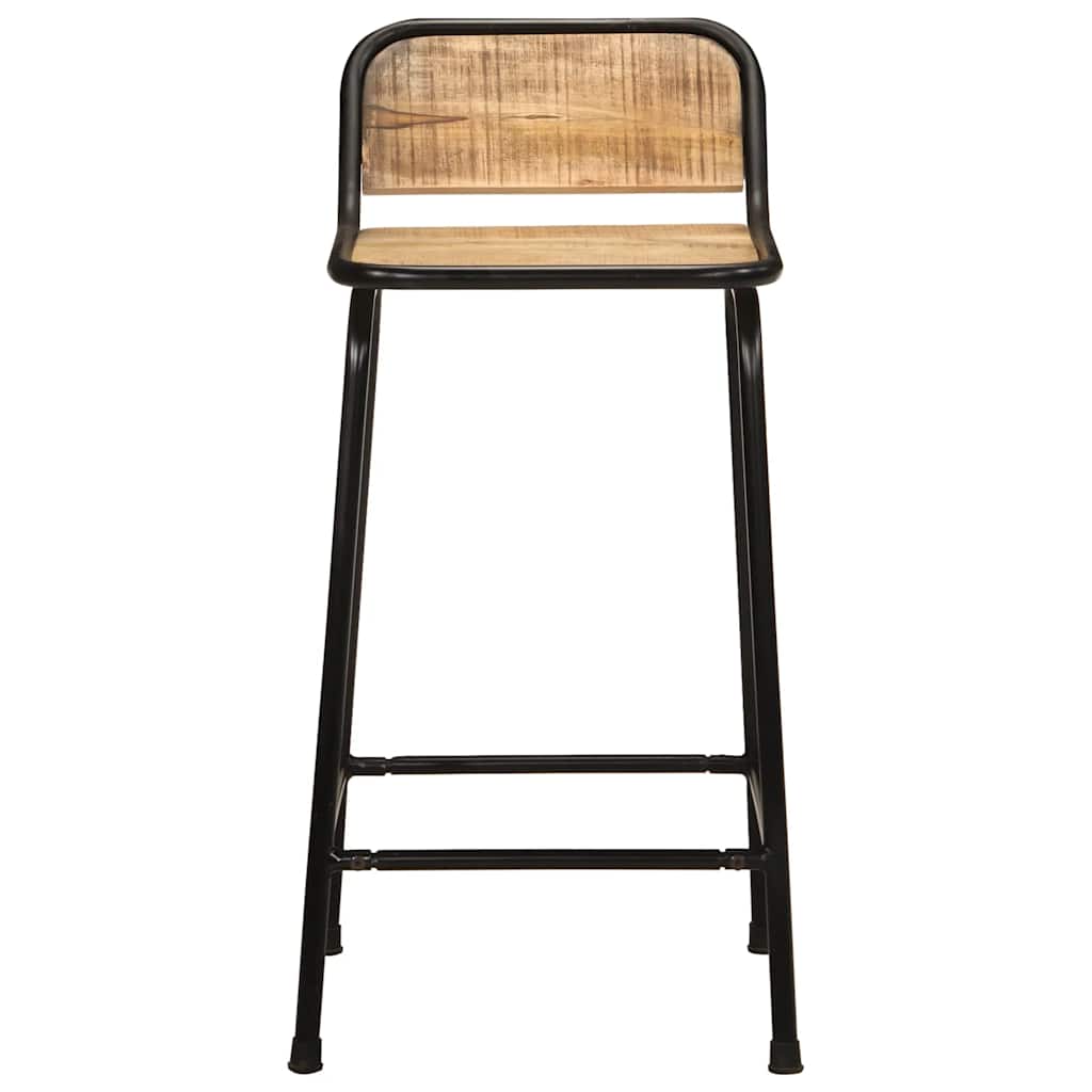 Barhocker 2 Stk. 46X35,5X80 Cm Raues Mango Massivholz