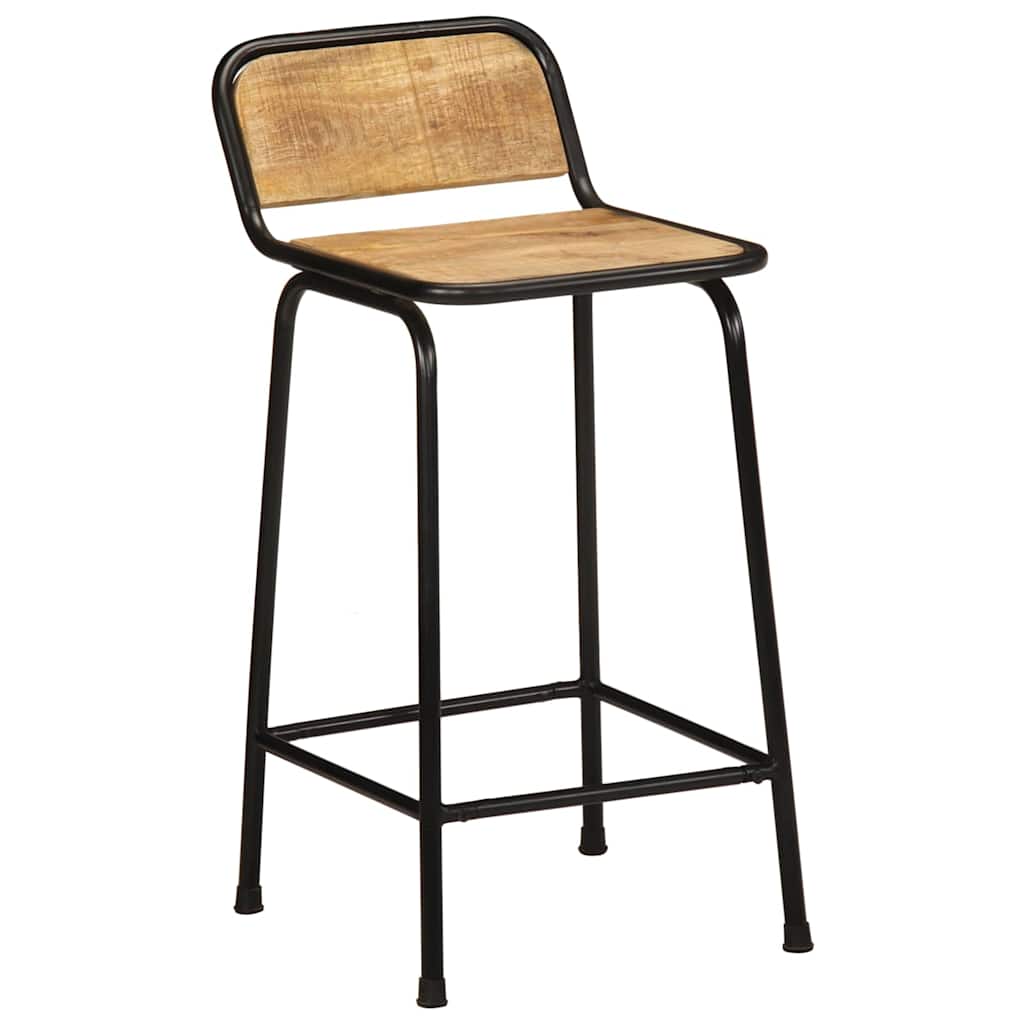 Barhocker 2 Stk. 46X35,5X80 Cm Raues Mango Massivholz