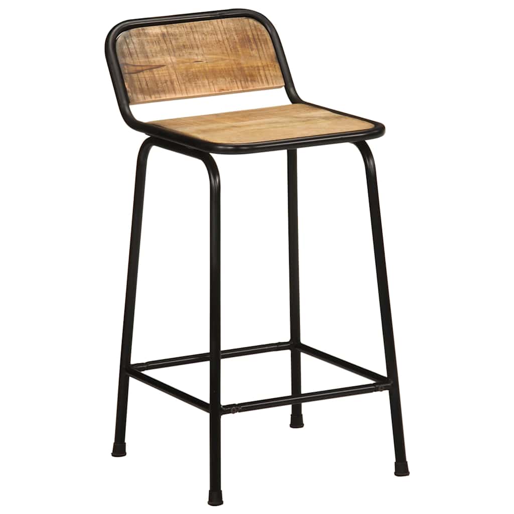 Barhocker 2 Stk. 46X35,5X80 Cm Raues Mango Massivholz