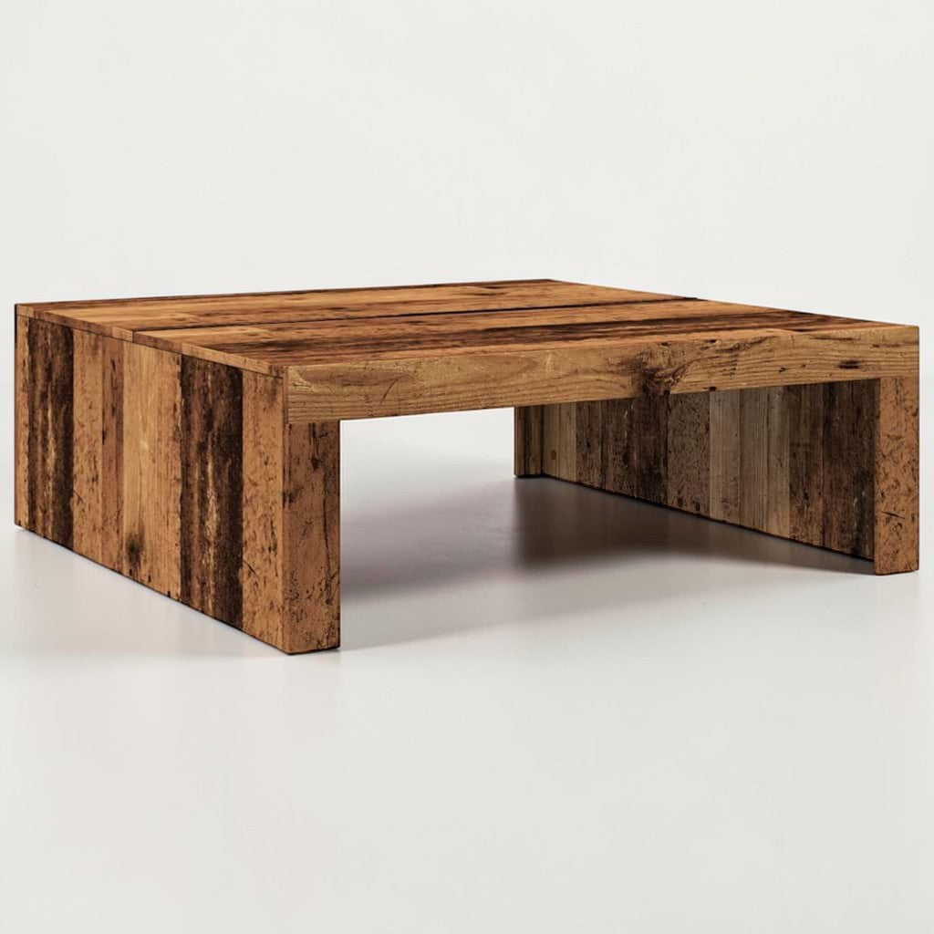 Quadratischer Wohnzimmertisch in Altholz – 100×100×35 cm, robust & modern