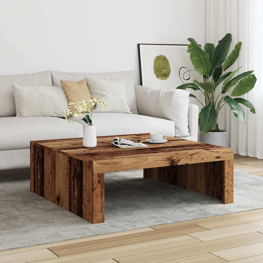 Quadratischer Wohnzimmertisch in Altholz – 100×100×35 cm, robust & modern