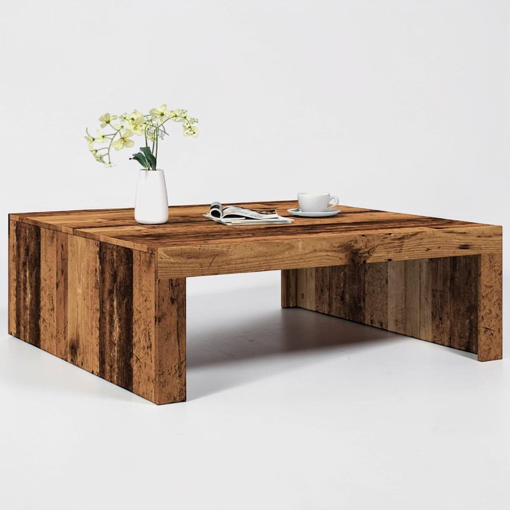 Quadratischer Wohnzimmertisch in Altholz – 100×100×35 cm, robust & modern