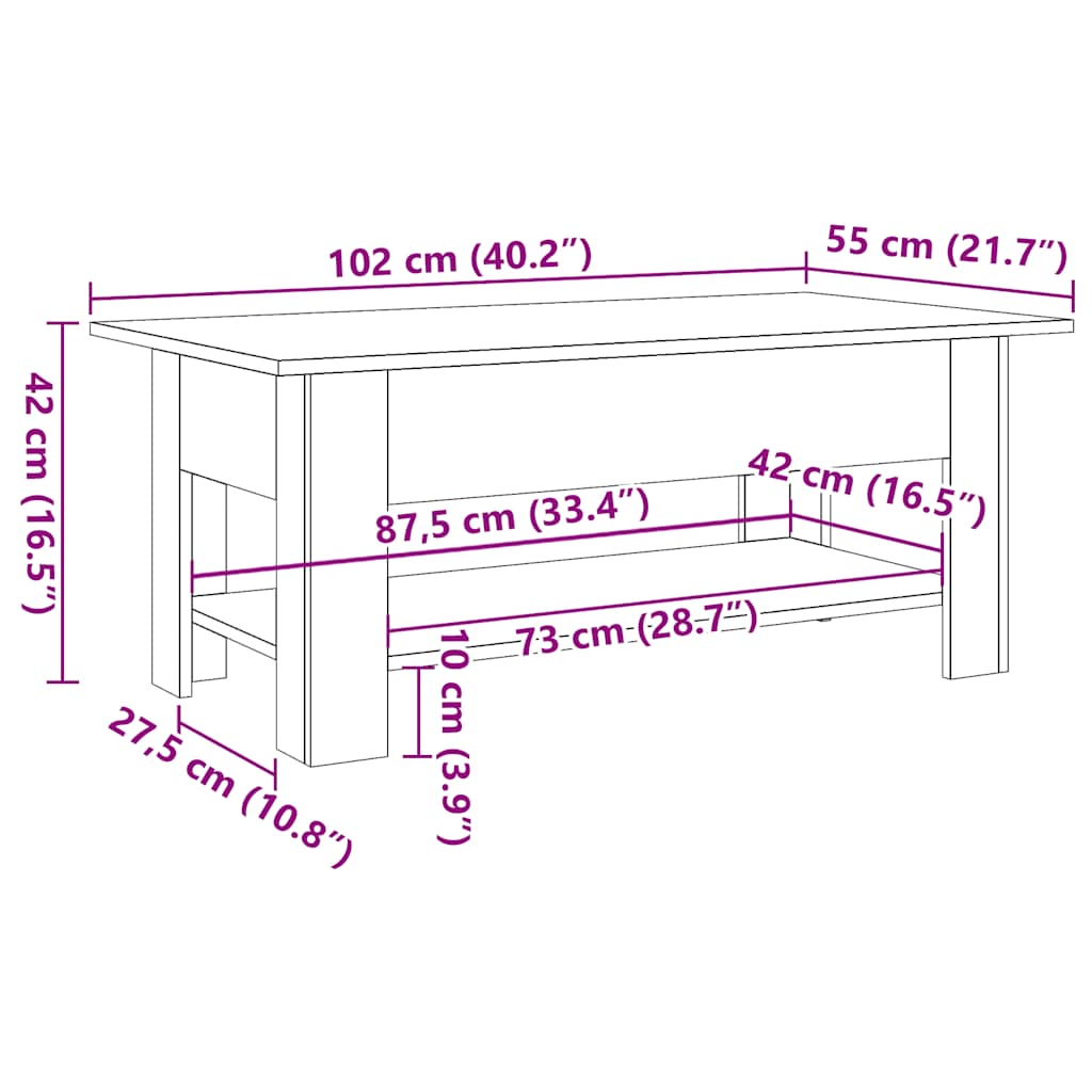 Couchtisch -Optik Holzwerkstoff