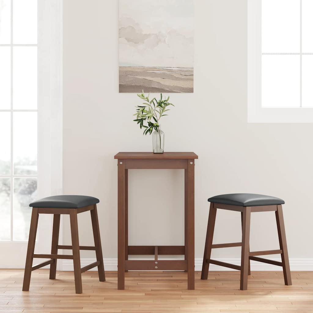 Barstühle Mit Kissen 2 Stk. Braun Massivholz Gummibaum