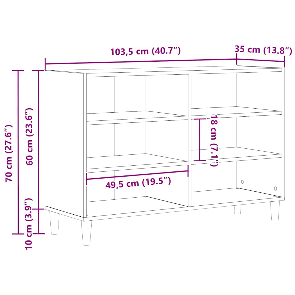 Sideboard 103,5 X 35 X 70 Cm Holzwerkstoff