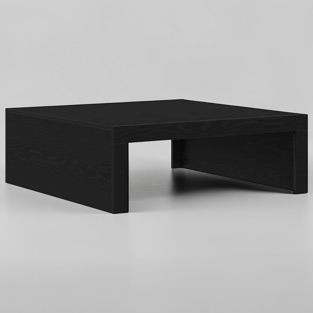 Quadratischer Wohnzimmertisch in Schwarz-Eichen-Optik – 100×100×35 cm, robust & modern