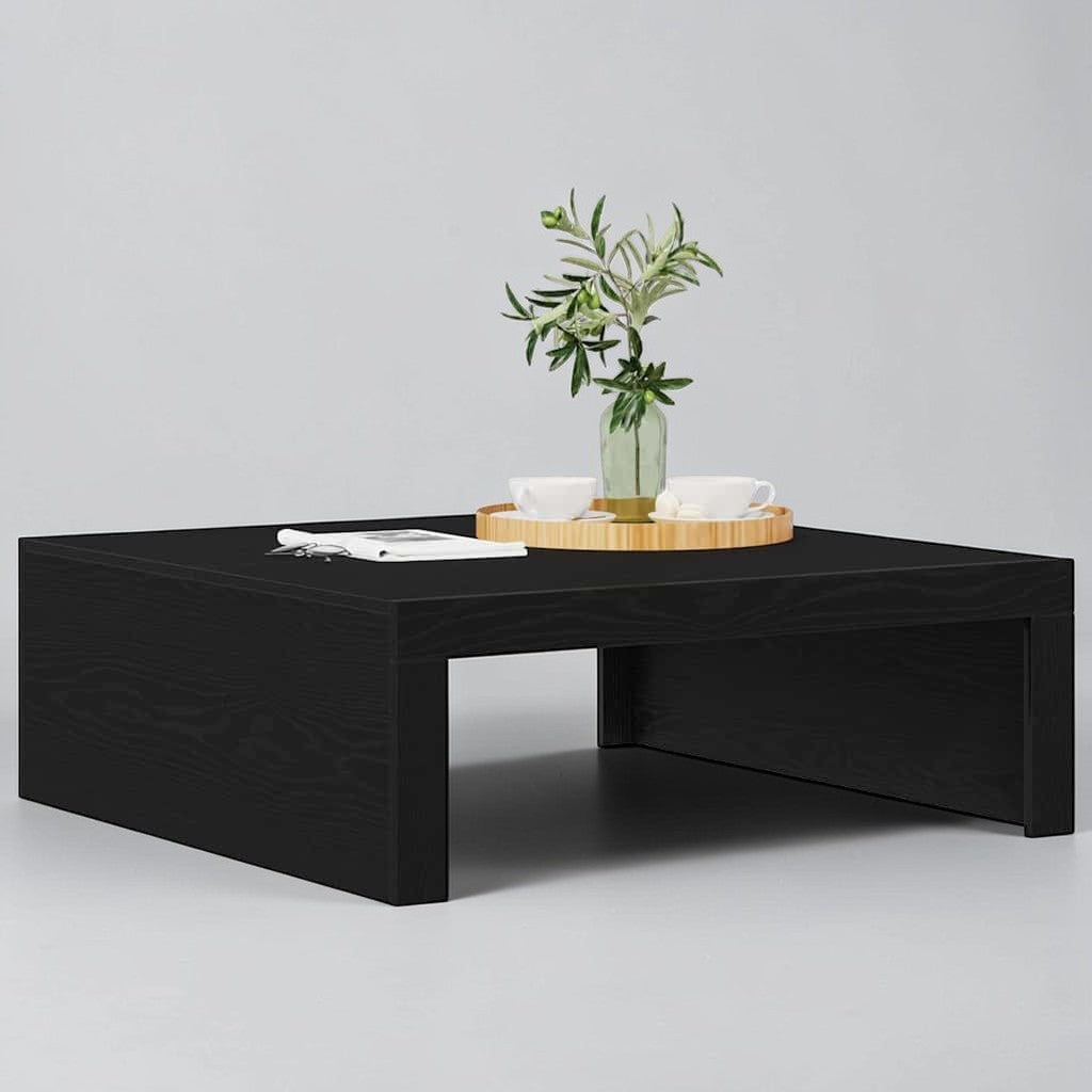 Quadratischer Wohnzimmertisch in Schwarz-Eichen-Optik – 100×100×35 cm, robust & modern
