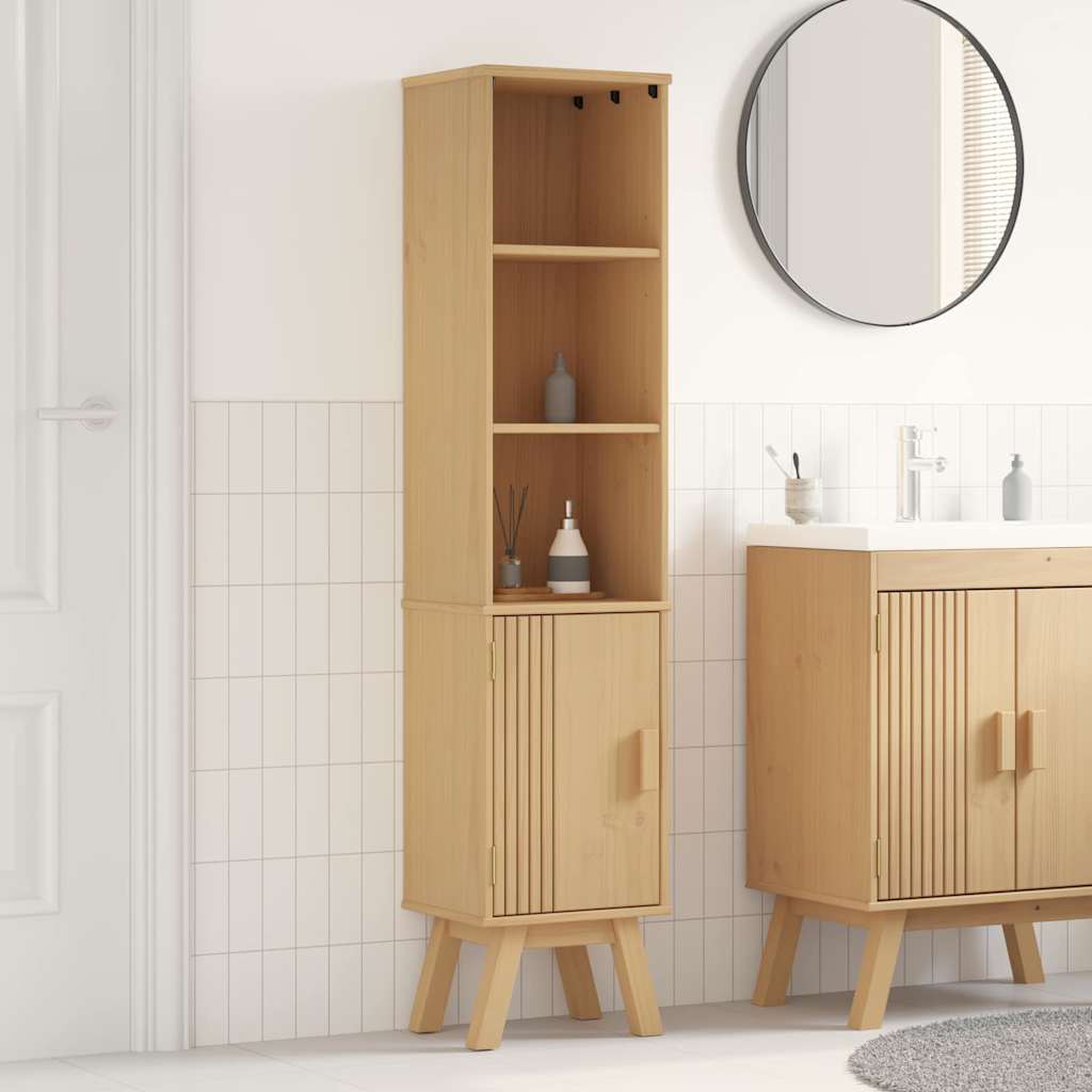 Badezimmerschrank Mit Regal Olden Braun 35 X 30 X 159 Cm Gelb