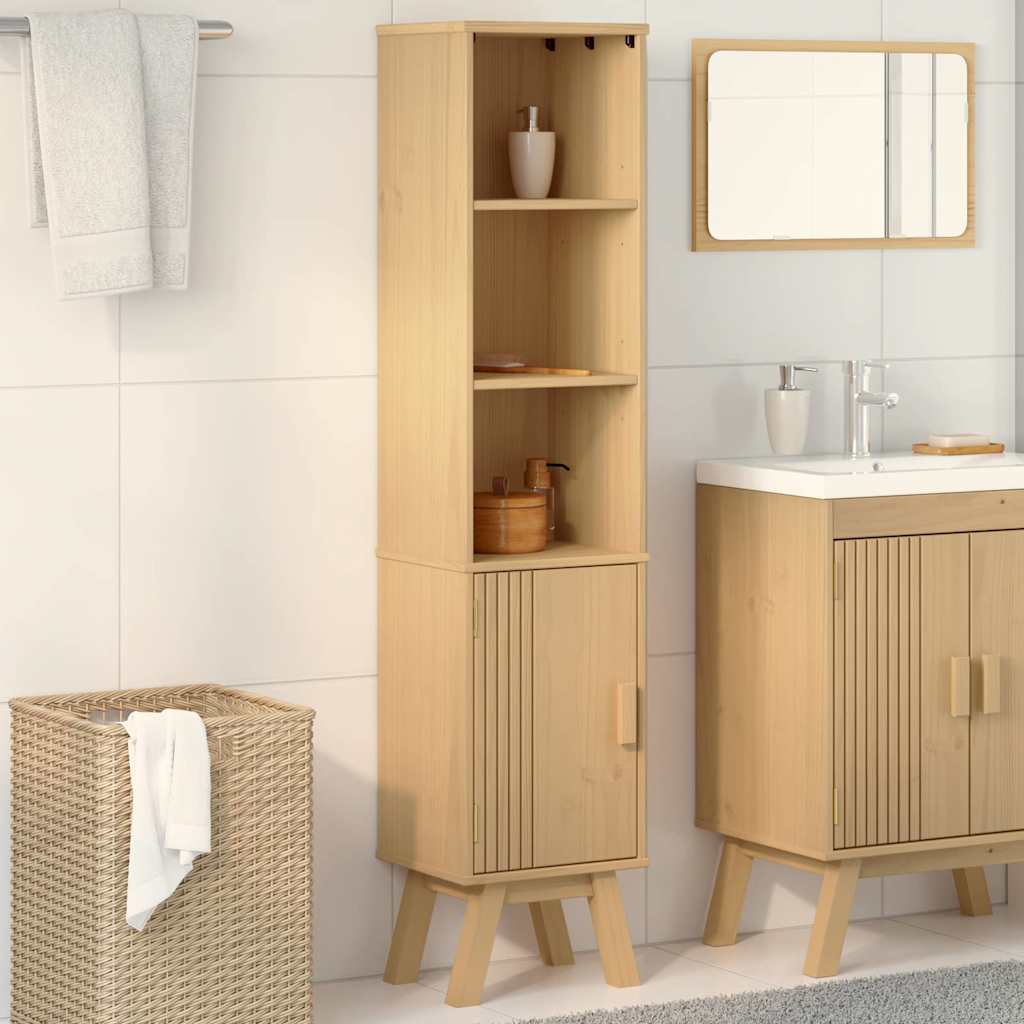 Badezimmerschrank Mit Regal Olden Braun 35 X 30 X 159 Cm Gelb