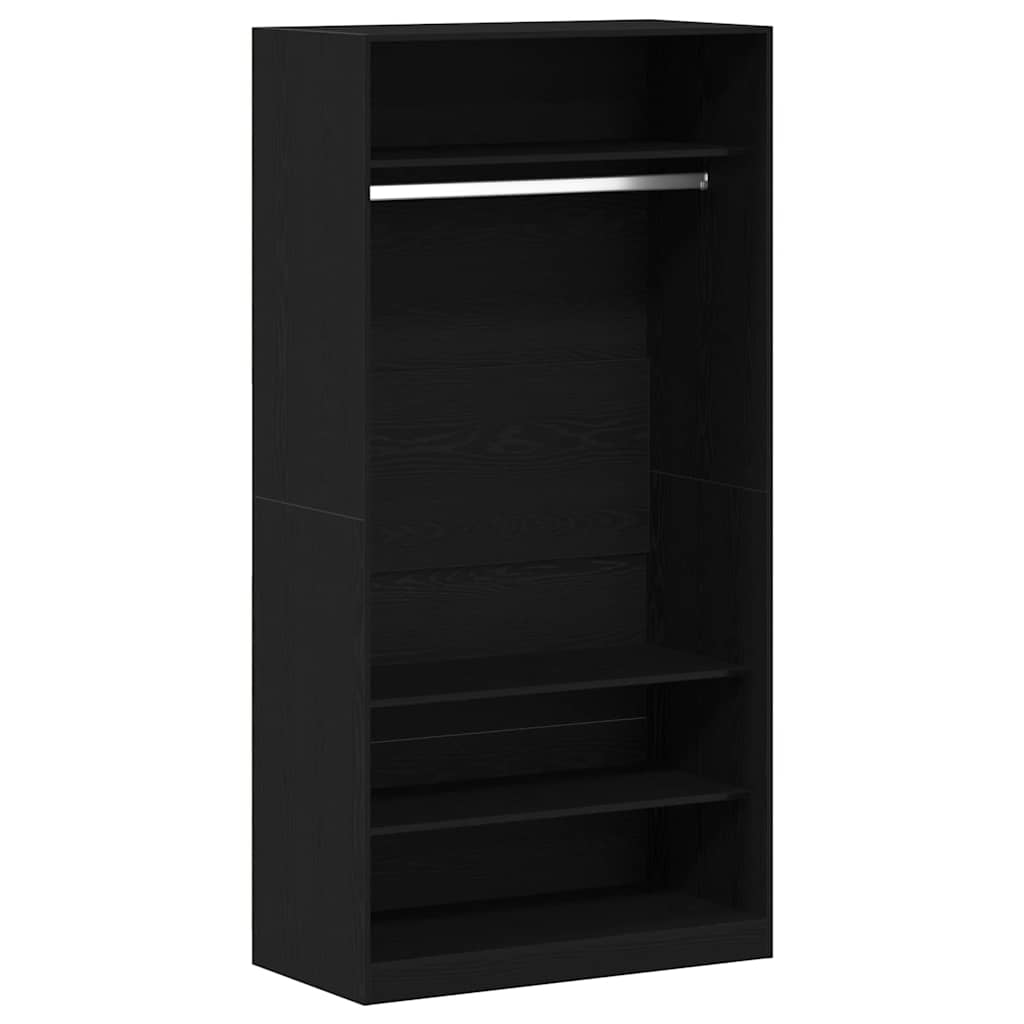 Kleiderschrank Offen mit 3 Regalen aus Holzwerkstoff Schwarz Eiche 100 x 50 x 200 cm