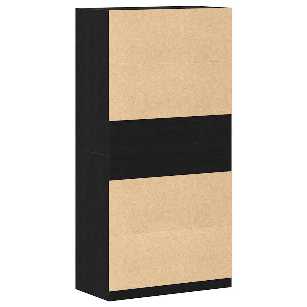 Kleiderschrank Offen mit 3 Regalen aus Holzwerkstoff Schwarz Eiche 100 x 50 x 200 cm