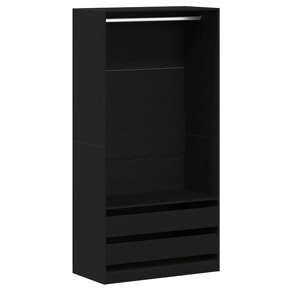Kleiderschrank Offen mit 2 Schubladen aus Holzwerkstoff Schwarz Eiche 100 x 50 x 200 cm