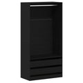 Kleiderschrank Offen mit 2 Schubladen aus Holzwerkstoff Schwarz Eiche 100 x 50 x 200 cm