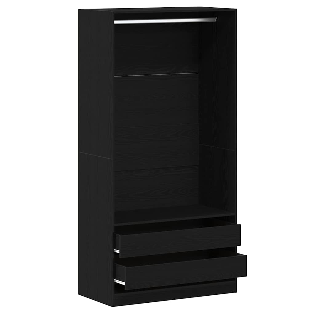 Kleiderschrank Offen mit 2 Schubladen aus Holzwerkstoff Schwarz Eiche 100 x 50 x 200 cm