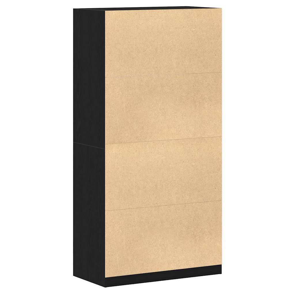 Kleiderschrank Offen mit 2 Schubladen aus Holzwerkstoff Schwarz Eiche 100 x 50 x 200 cm