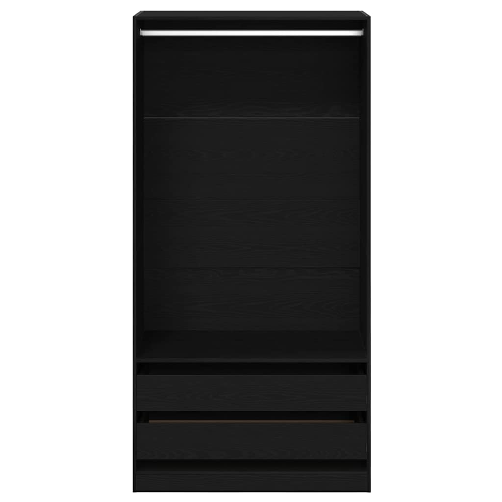 Kleiderschrank Offen mit 2 Schubladen aus Holzwerkstoff Schwarz Eiche 100 x 50 x 200 cm