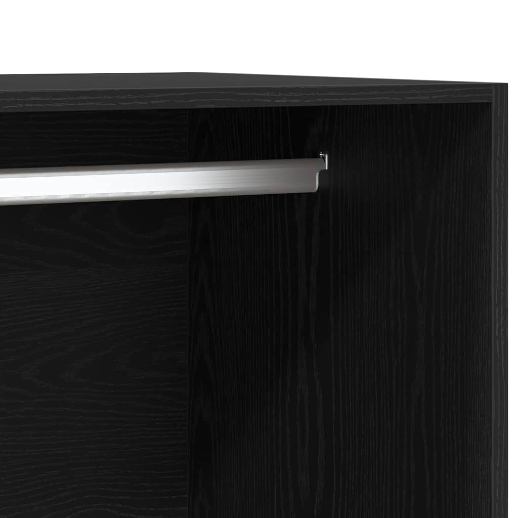 Kleiderschrank Offen mit 2 Schubladen aus Holzwerkstoff Schwarz Eiche 100 x 50 x 200 cm