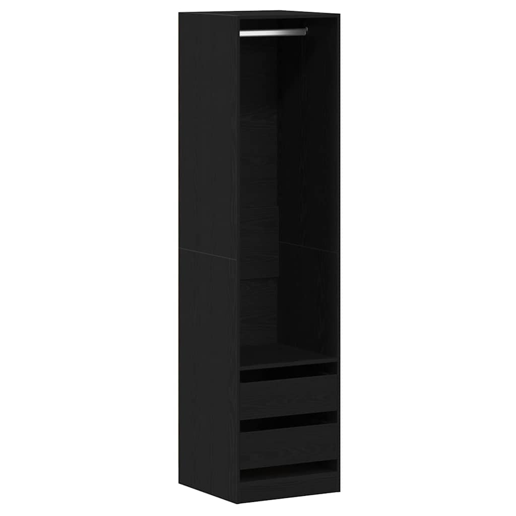 Kleiderschrank Offen mit 2 Schubladen aus Holzwerkstoff Schwarz Eiche 50 x 50 x 200 cm